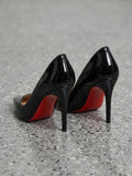Comfort Enhance Classic Patent Stiletto Pumps with Red Sole