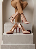 Comfort Enhance Classic Patent Stiletto Pumps with Red Sole