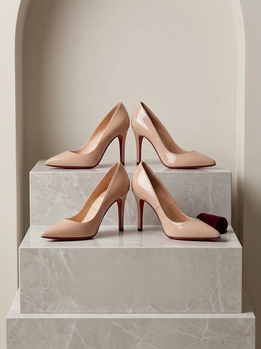 Comfort Enhance Classic Patent Stiletto Pumps with Red Sole