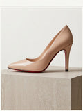 Comfort Enhance Classic Patent Stiletto Pumps with Red Sole