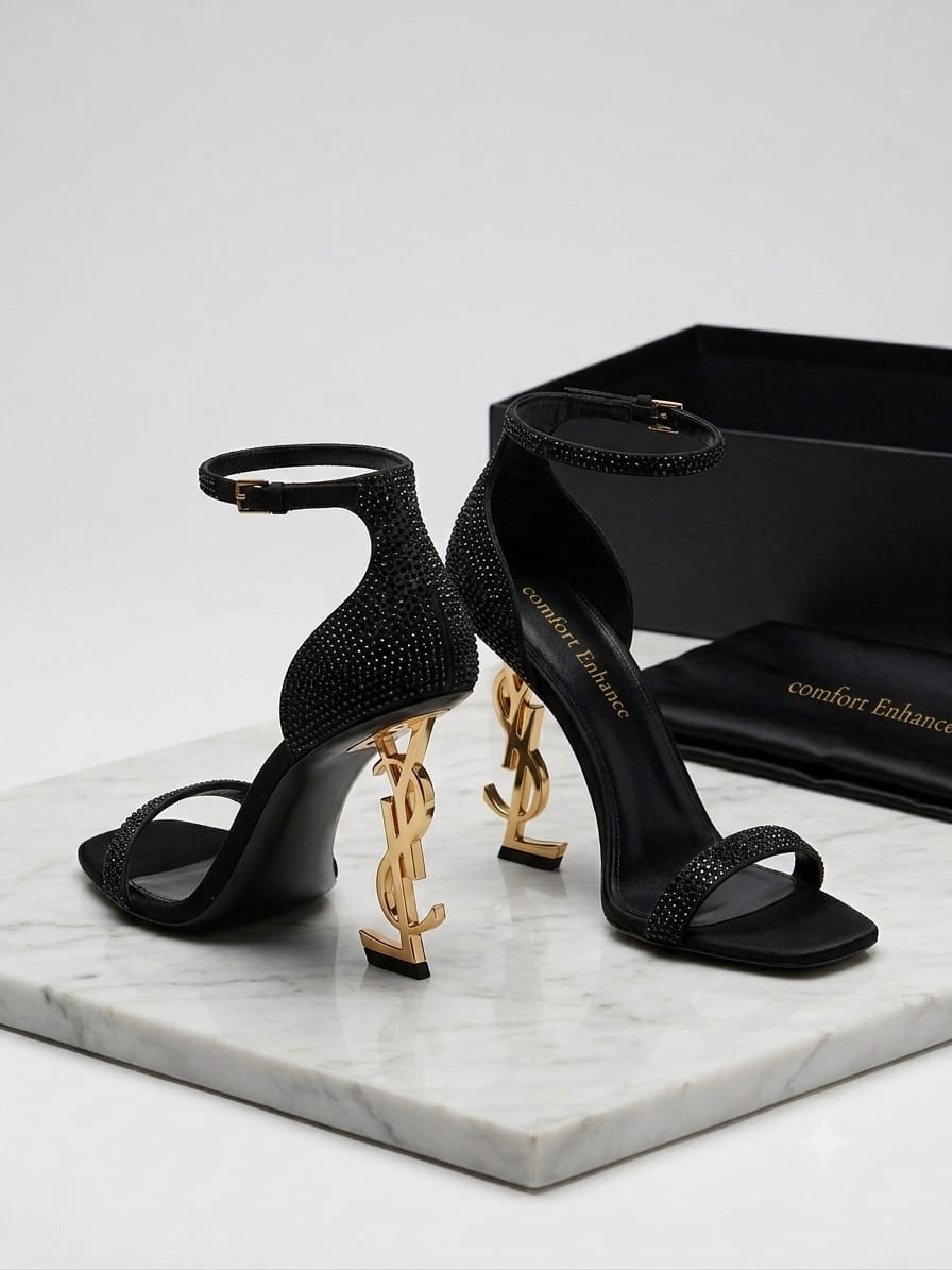 Comfort Enhance Crystal Embellished Sculpted Logo Heels