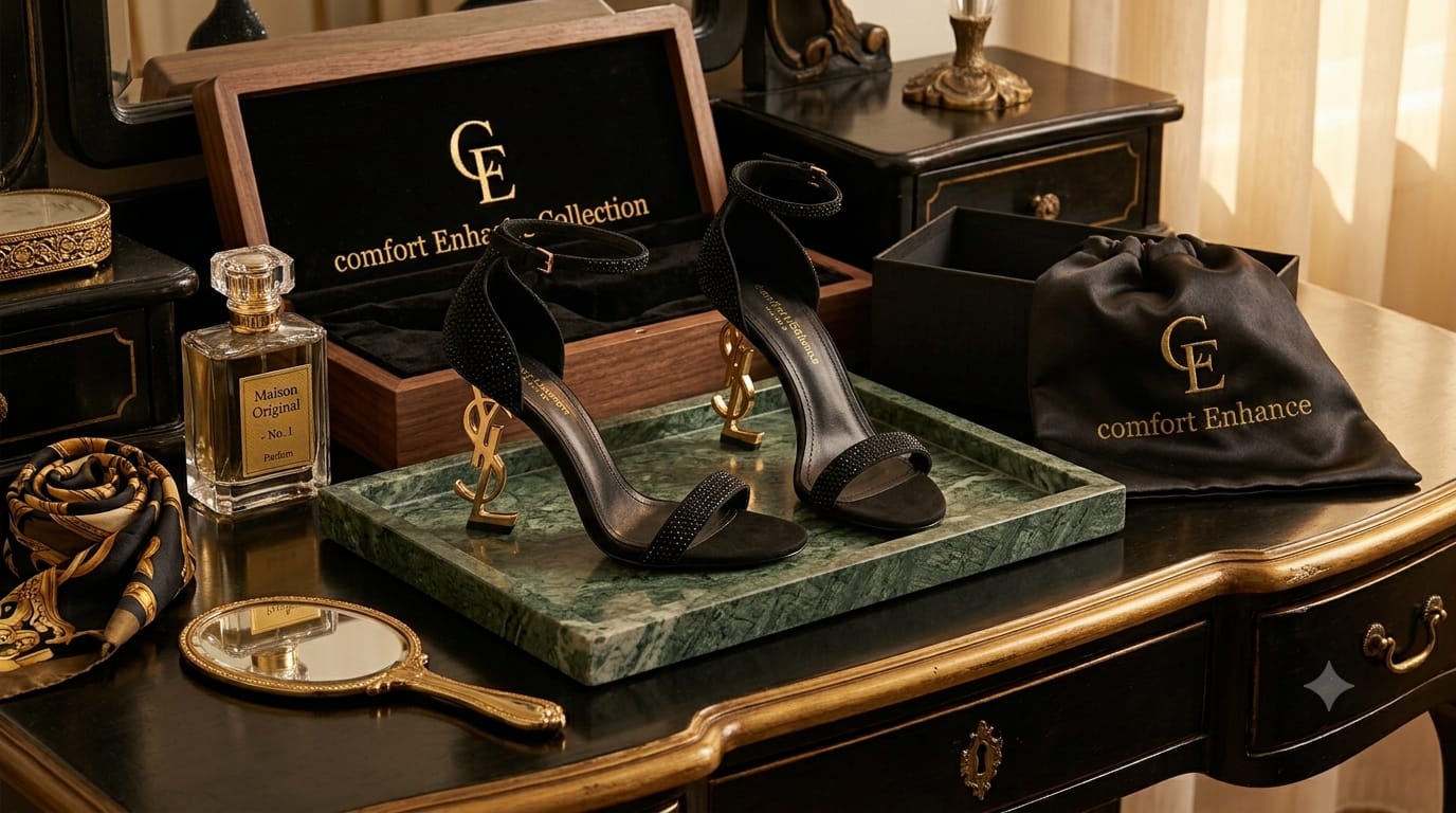 Comfort Enhance Crystal Embellished Sculpted Logo Heels