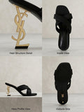 Comfort Enhance Criss-Cross Matte Mule with Gold Sculpted Logo Heel