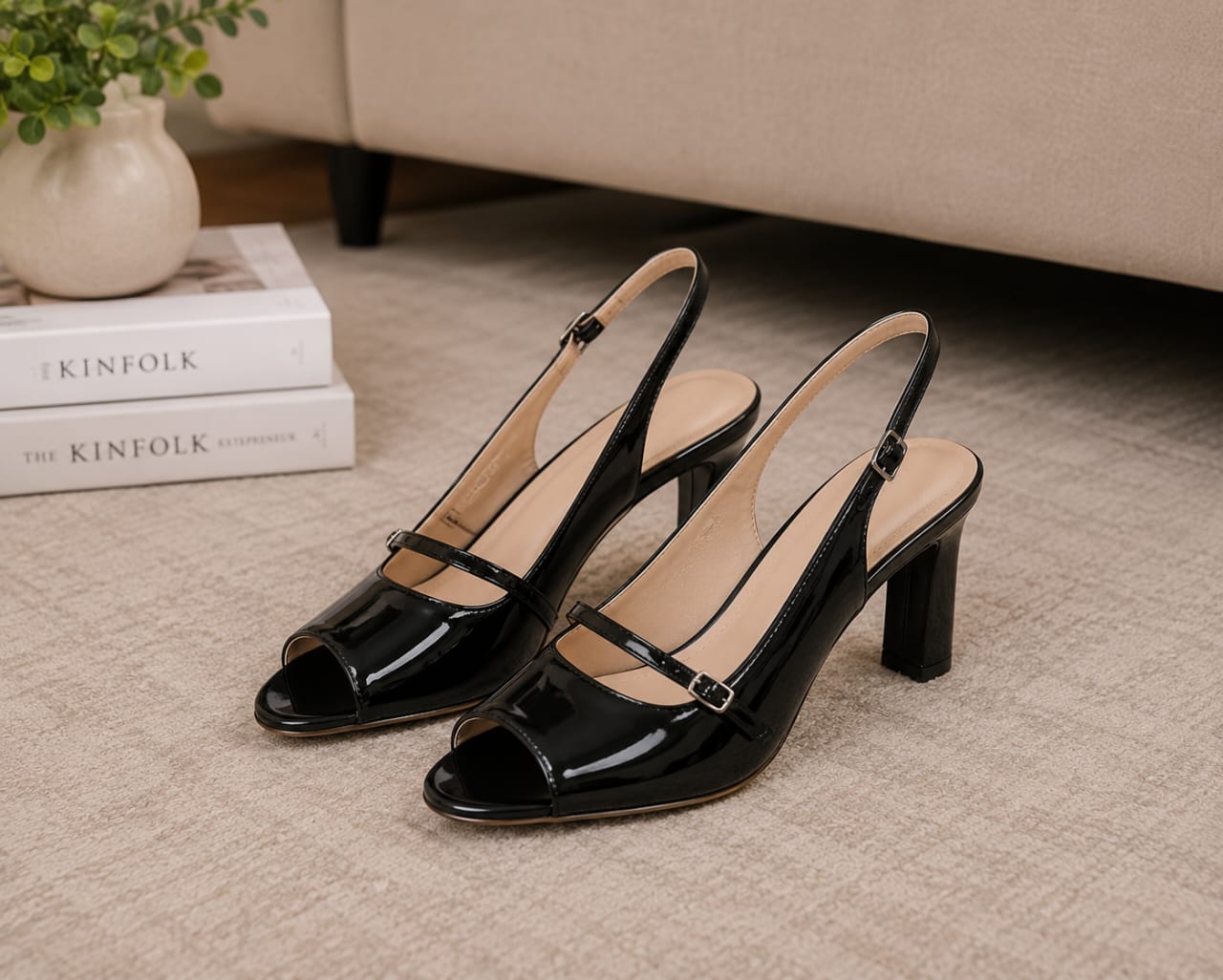 Comfort Enhance Floral Lace Pointed Toe Slingback Heels