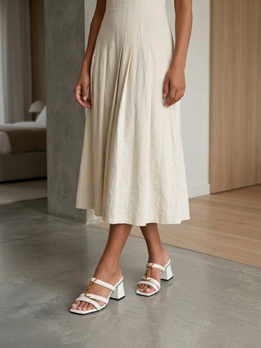 Comfort Enhance Iconic Logo Strappy Block Heel Mules