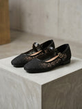 Comfort Enhance Floral Lace Mesh Mary Jane Flats