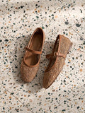 Comfort Enhance Floral Lace Mesh Mary Jane Flats