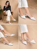 Comfort Enhance Lace & Patent Slingback Kitten Heels with Bow Detail