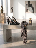 Comfort Enhance Glossy Patent Ruched Ribbon Slingback Pumps