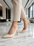 Comfort Enhance Glossy Patent V-Cut Slingback Heels