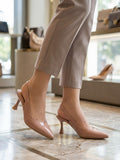Comfort Enhance Glossy Patent V-Cut Slingback Heels