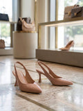 Comfort Enhance Glossy Patent V-Cut Slingback Heels