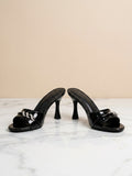 Comfort Enhance Crystal Embellished Patent Mule Heels