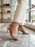 Comfort Enhance Crystal Embellished Patent Mule Heels