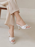 Comfort Enhance Crystal Embellished Patent Mule Heels