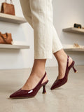 Comfort Enhance Glossy Patent V-Cut Slingback Heels