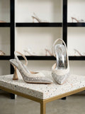 Comfort Enhance Pearl & Rhinestone Embellished Slingback Heels