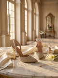Comfort Enhance Pearl & Rhinestone Embellished Slingback Heels
