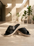 Comfort Enhance Criss-Cross Platform Slide Sandals