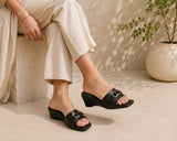 Comfort Enhance Chain-Link Wedge Mule Sandals