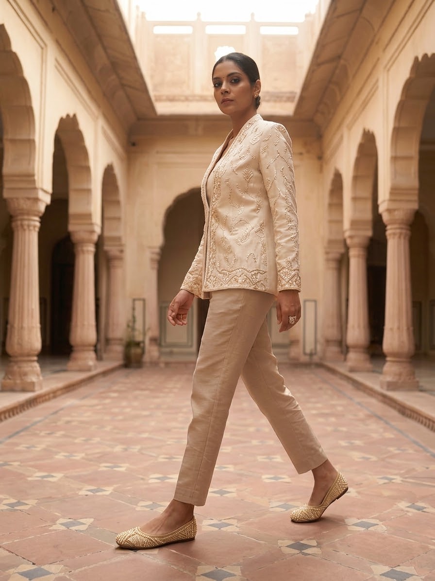 Comfort Enhance Crystal & Pearl Embellished Pointed Flats