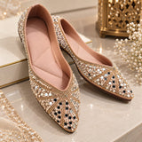 Comfort Enhance Crystal & Pearl Embellished Pointed Flats