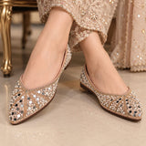 Comfort Enhance Crystal & Pearl Embellished Pointed Flats