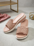 Comfort Enhance Floral Embroidered Sporty Wedge Slides