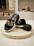 Comfort Enhance Floral Embroidered Sporty Wedge Slides