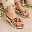 Comfort Enhance Crystal Monogram Platform Slide Sandals