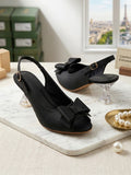 Comfort Enhance Matte Bow Peep-Toe Slingback Heels