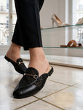 Comfort Enhance Embroidered Mesh Mule Flats