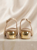 Comfort Enhance Floral Embroidered Pointed Toe Slingback Heels