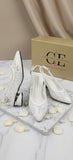 Comfort Enhance Floral Embroidered Pointed Toe Slingback Heels