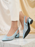 Comfort Enhance Floral Embroidered Pointed Toe Slingback Heels