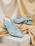 Comfort Enhance Floral Embroidered Pointed Toe Slingback Heels