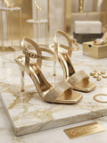 Comfort Enhance Crystal Embellished Ankle Strap Stiletto Sandals